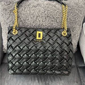 Karl Lagerfeld Black Woven Shoulder Bag